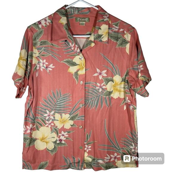 Tommy Bahama Women’s Coral Vintage Camp Button Down Floral Hawaiian 100% Silk S - Picture 1 of 8